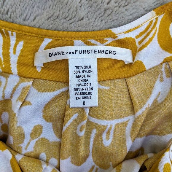 DVF "Pauline" Yellow & White Abstract Floral Silk Blend Column Maxi Dress, Sz 0 - Picture 5 of 9